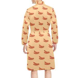 Sausage Pattern Print Design 03 Men's Long Sleeve Belted Night Robe