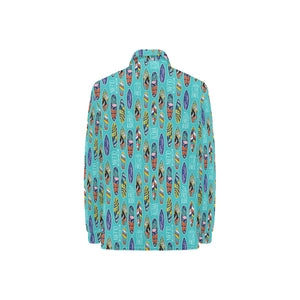 Surfboard Pattern Print Design 05 Women's Long Sleeve Polo Shirt