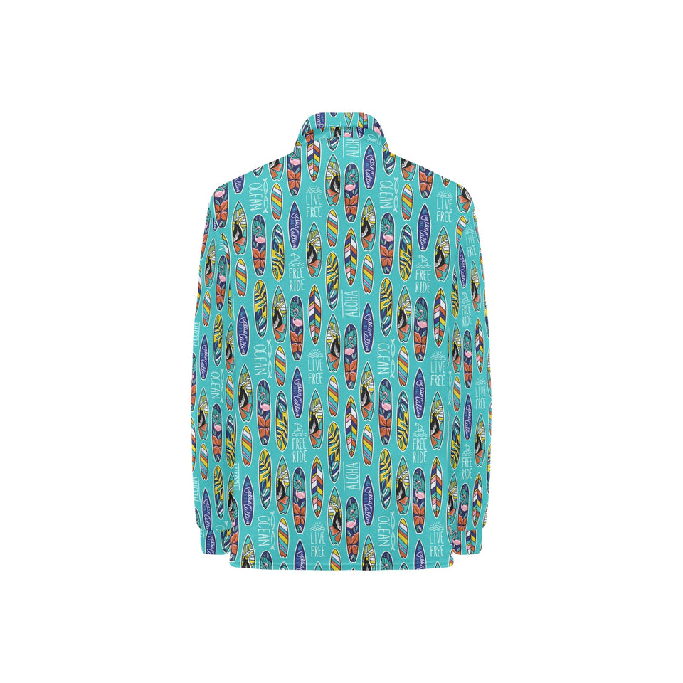 Surfboard Pattern Print Design 05 Women's Long Sleeve Polo Shirt