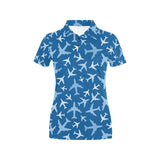 Airplane pattern in the sky Women's All Over Print Polo Shirt