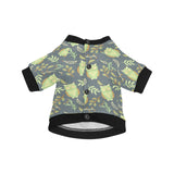 Cute owls leaves pattern All Over Print Pet Dog Round Neck Fuzzy Shirt