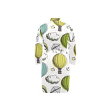 Hot Air Balloon Bird Cloud Pattern Men's Long Sleeve Belted Night Robe