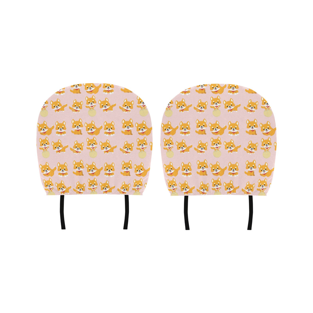 Cute shiba inu dog pattern Car Headrest Cover