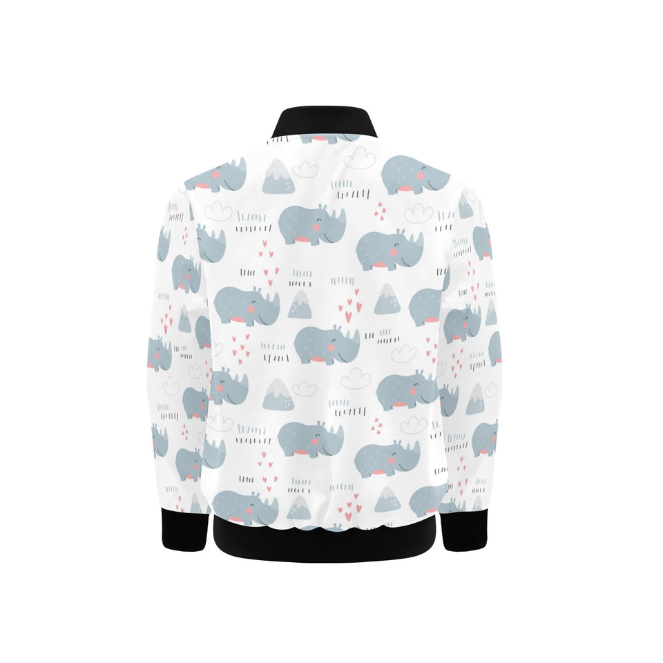 cute rhino heart pattern Kids' Boys' Girls' Bomber Jacket