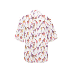 Giraffe Pattern Print Design 02 Women's All Over Print Hawaiian Shirt