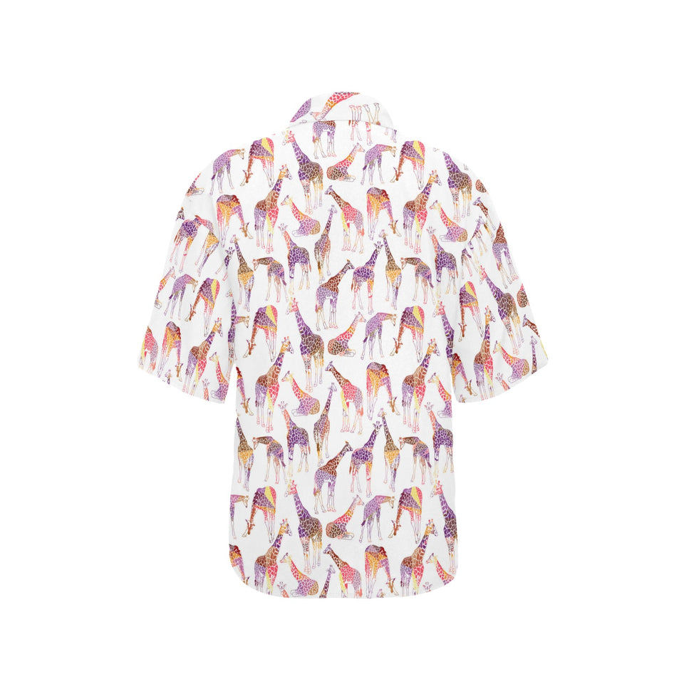 Giraffe Pattern Print Design 02 Women's All Over Print Hawaiian Shirt