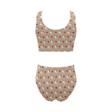 English Bulldog Pattern Print Design 05 Chest Bowknot High Waisted Bikini Swimsuit
