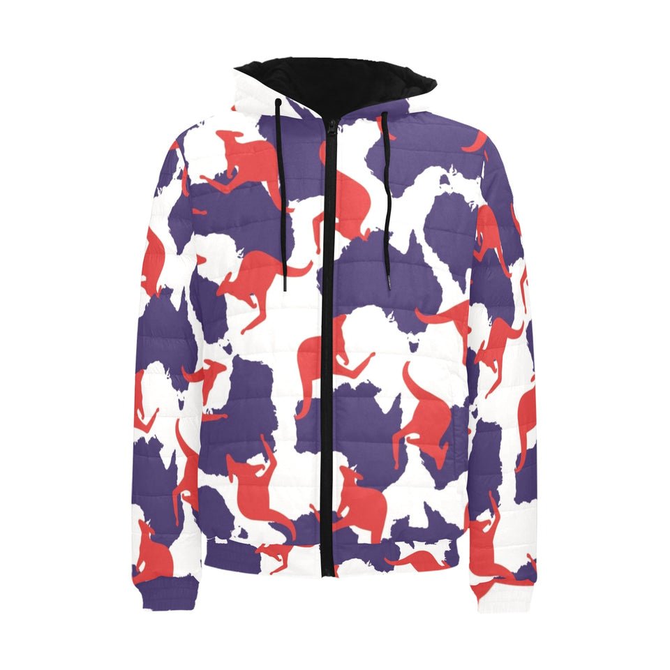 Kangaroo Australian pattern Men's Padded Hooded Jacket