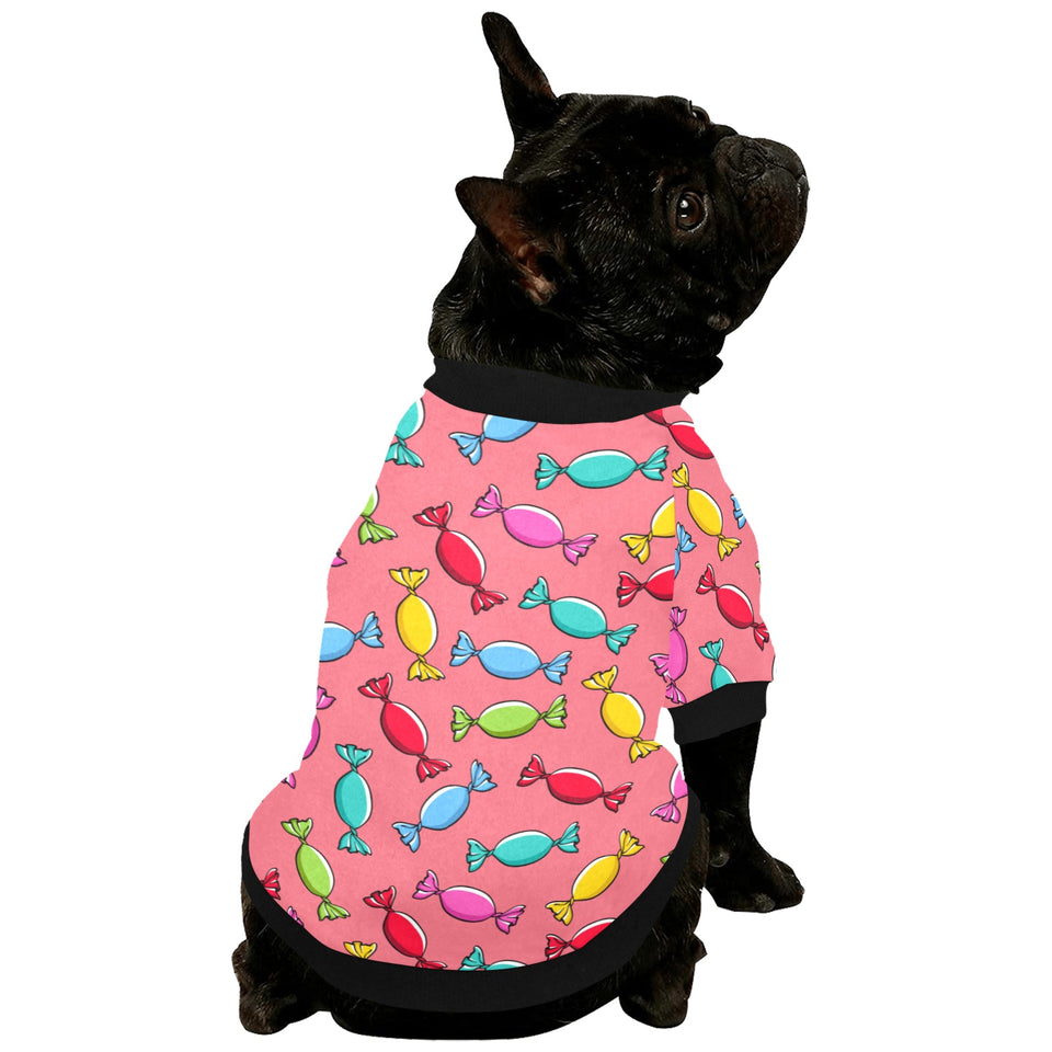 Colorful wrapped candy pattern All Over Print Pet Dog Round Neck Fuzzy Shirt