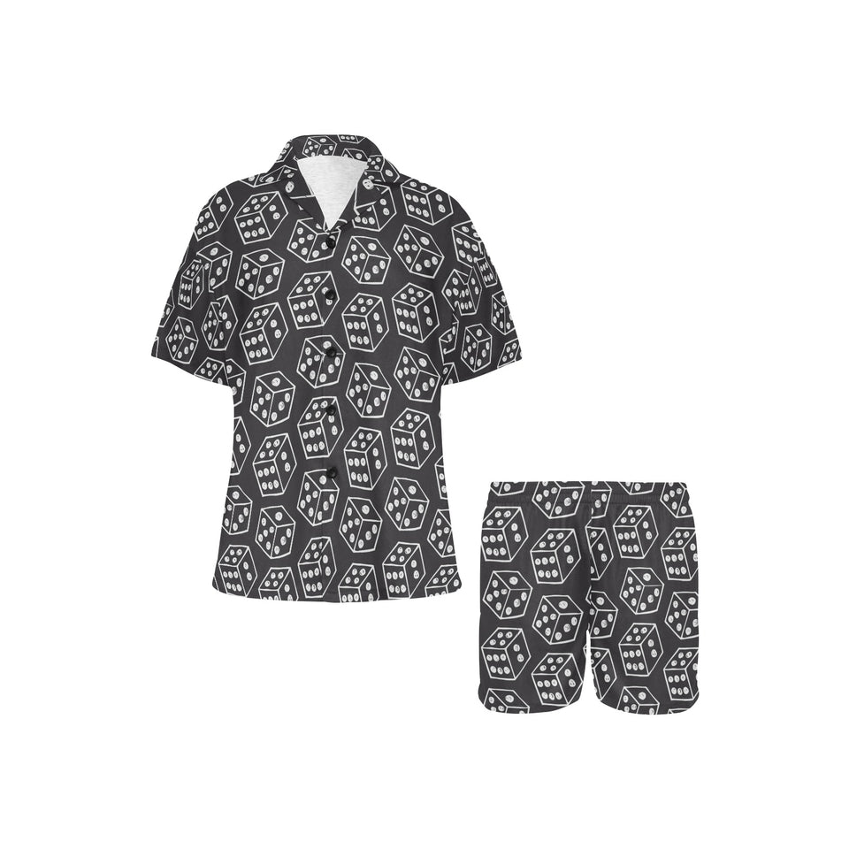 Dice Pattern Print Design 01 Women's V-Neck Short Pajama Set