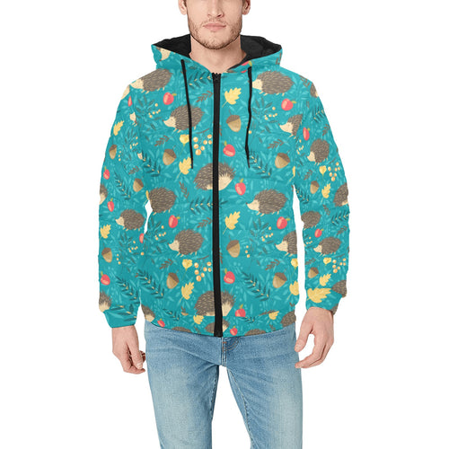 Hedgehog Pattern Print Design 01 Men's Padded Hooded Jacket