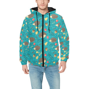 Hedgehog Pattern Print Design 01 Men's Padded Hooded Jacket