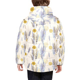 Lavender modern pattern blackground Kids' Boys' Girls' Padded Hooded Jacket