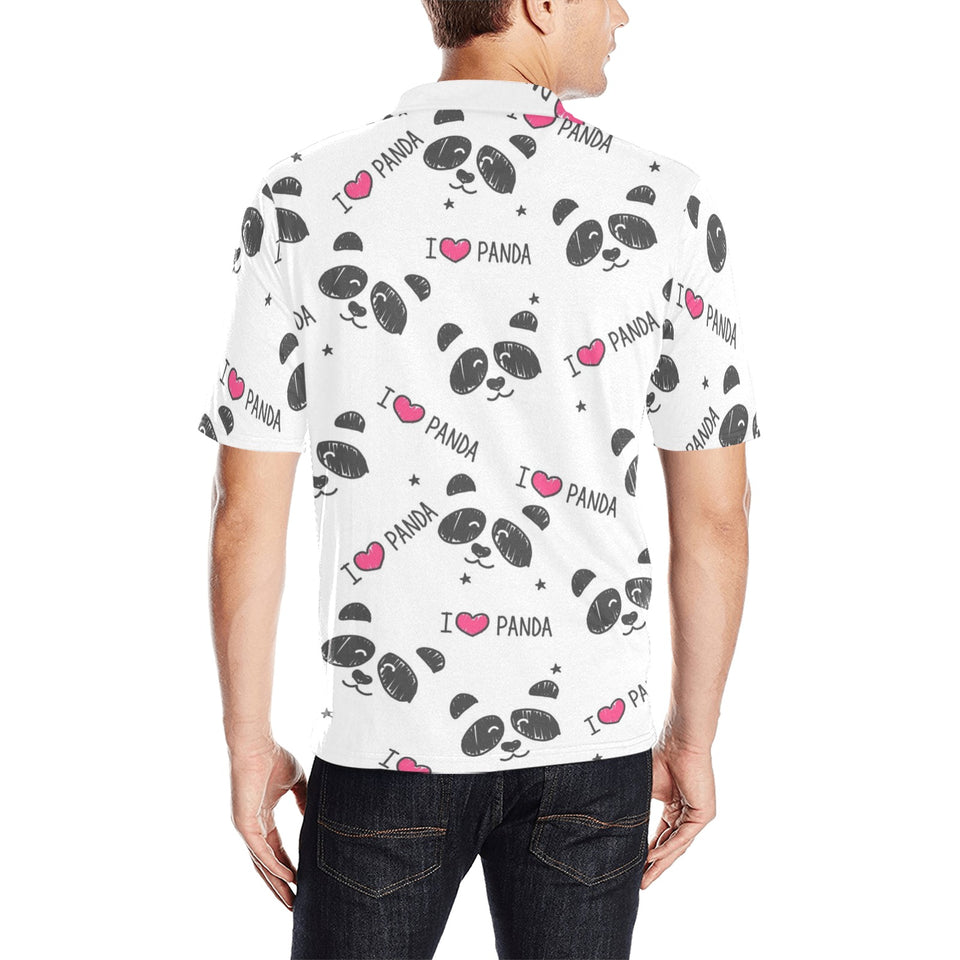 Hand Drawn faces of pandas pattern Men's All Over Print Polo Shirt