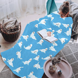 Cute sea lion seal pattern background Blanket Robe with Sleeves