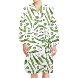 Hand drawn sketch style green Chili peppers patter Men's Long Sleeve Belted Night Robe