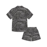 Handwritten cheese pattern Kids' Boys' Girls' V-Neck Short Pajama Set