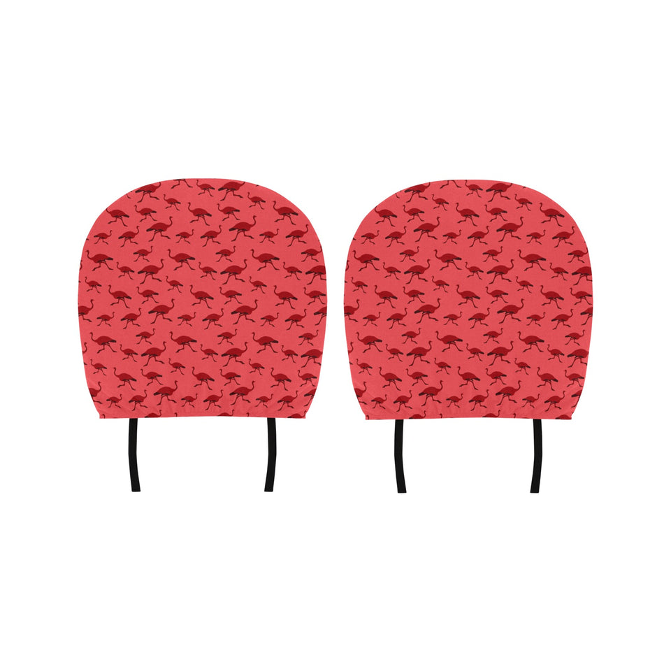 Ostrich Pattern Print Design 03 Car Headrest Cover