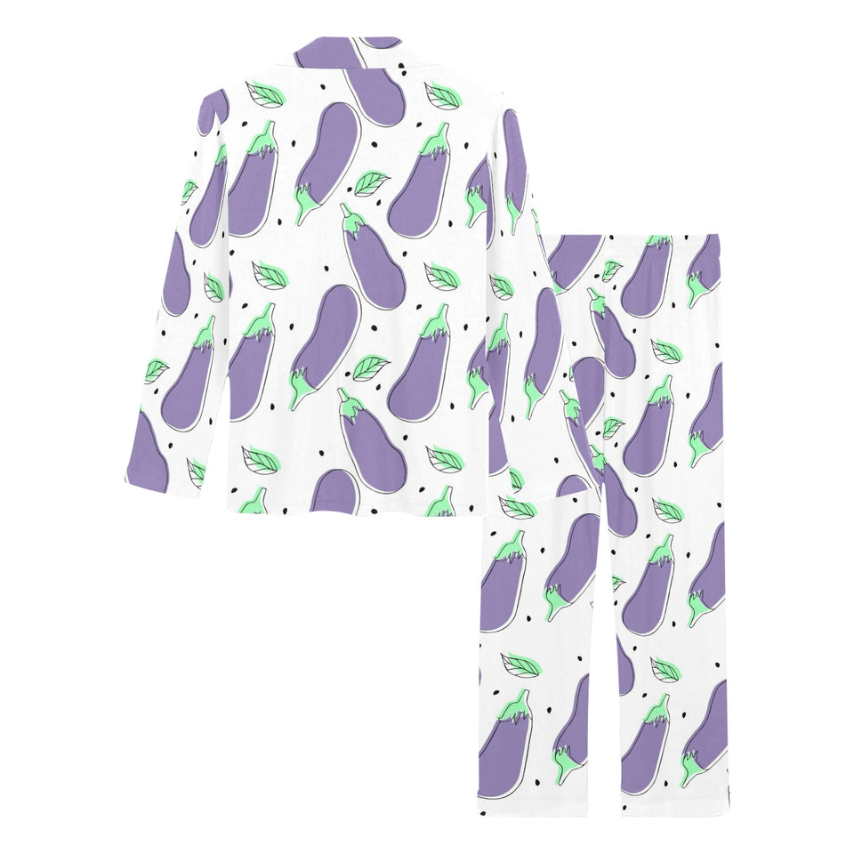 Eggplant Pattern Print Design 05 Women's Long Pajama Set