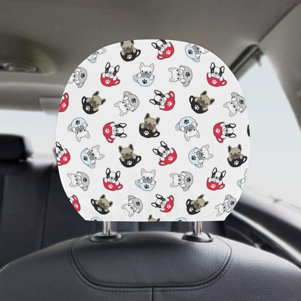 French bulldog cup paw pattern Car Headrest Cover