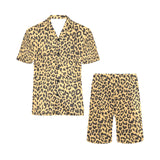 Leopard skin print Men's V-Neck Short Pajama Set