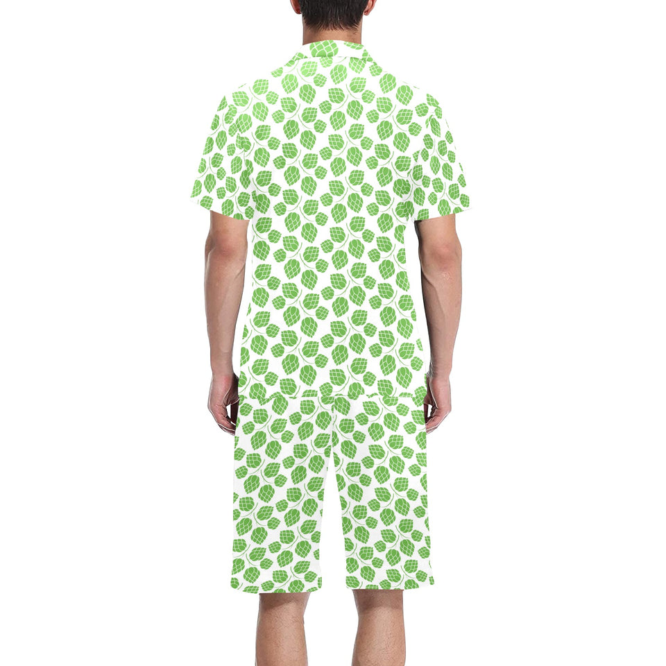Hop pattern background Men's V-Neck Short Pajama Set
