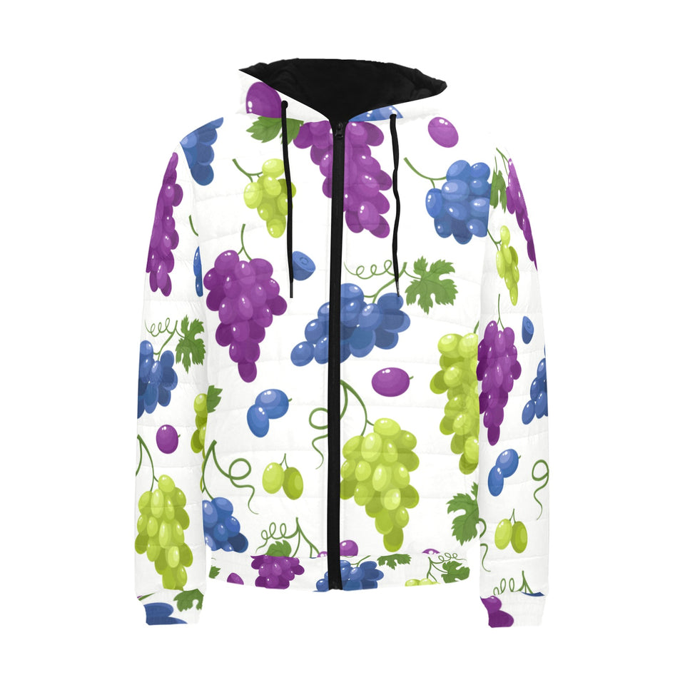 Grape pattern Men's Padded Hooded Jacket