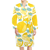 lemon design pattern Men's Long Sleeve Belted Night Robe