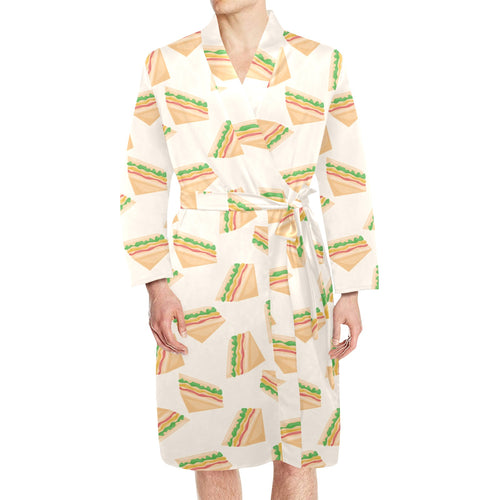 Sandwich Pattern Print Design 01 Men's Long Sleeve Belted Night Robe