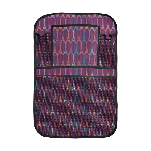 Eiffel Tower Pattern Print Design 05 Car Seat Back Organizer