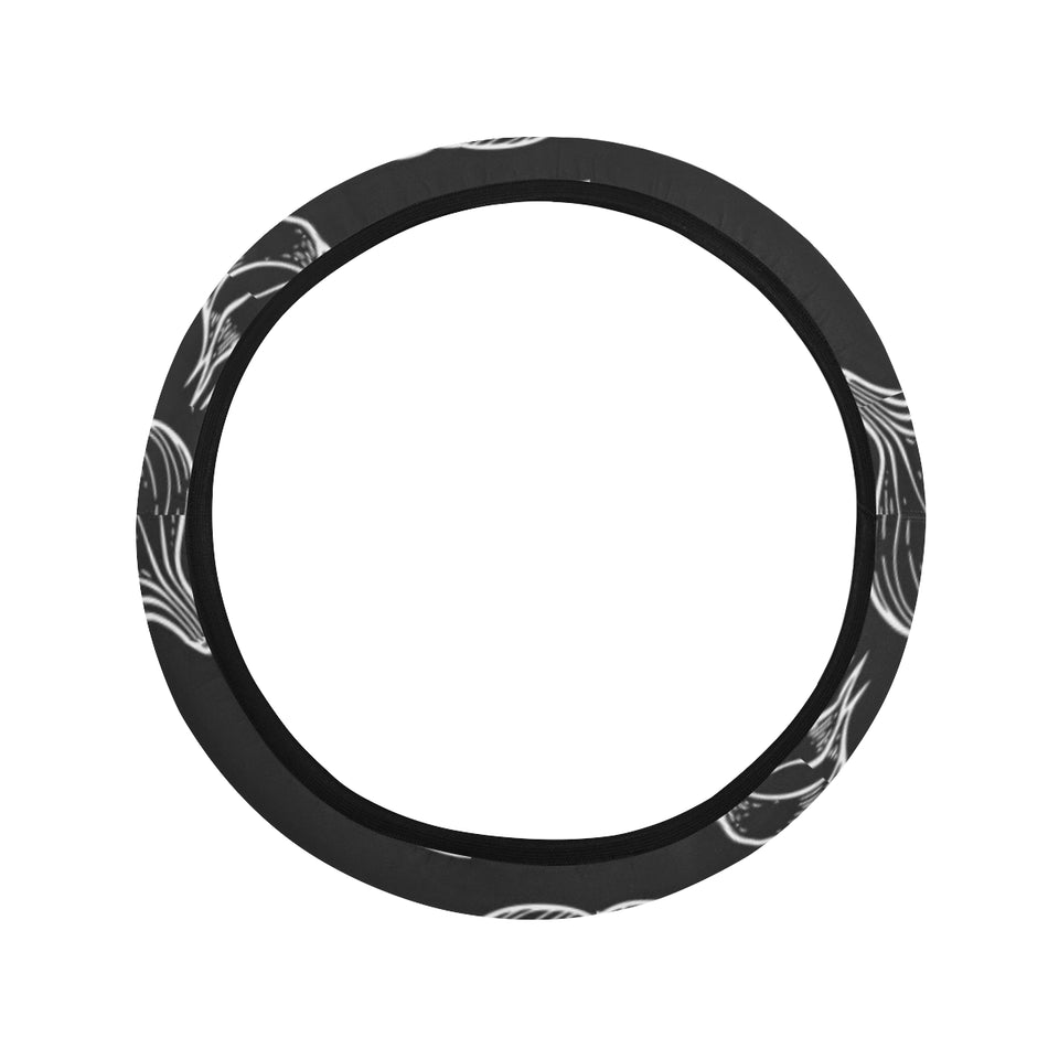Garlic pattern black background Car Steering Wheel Cover