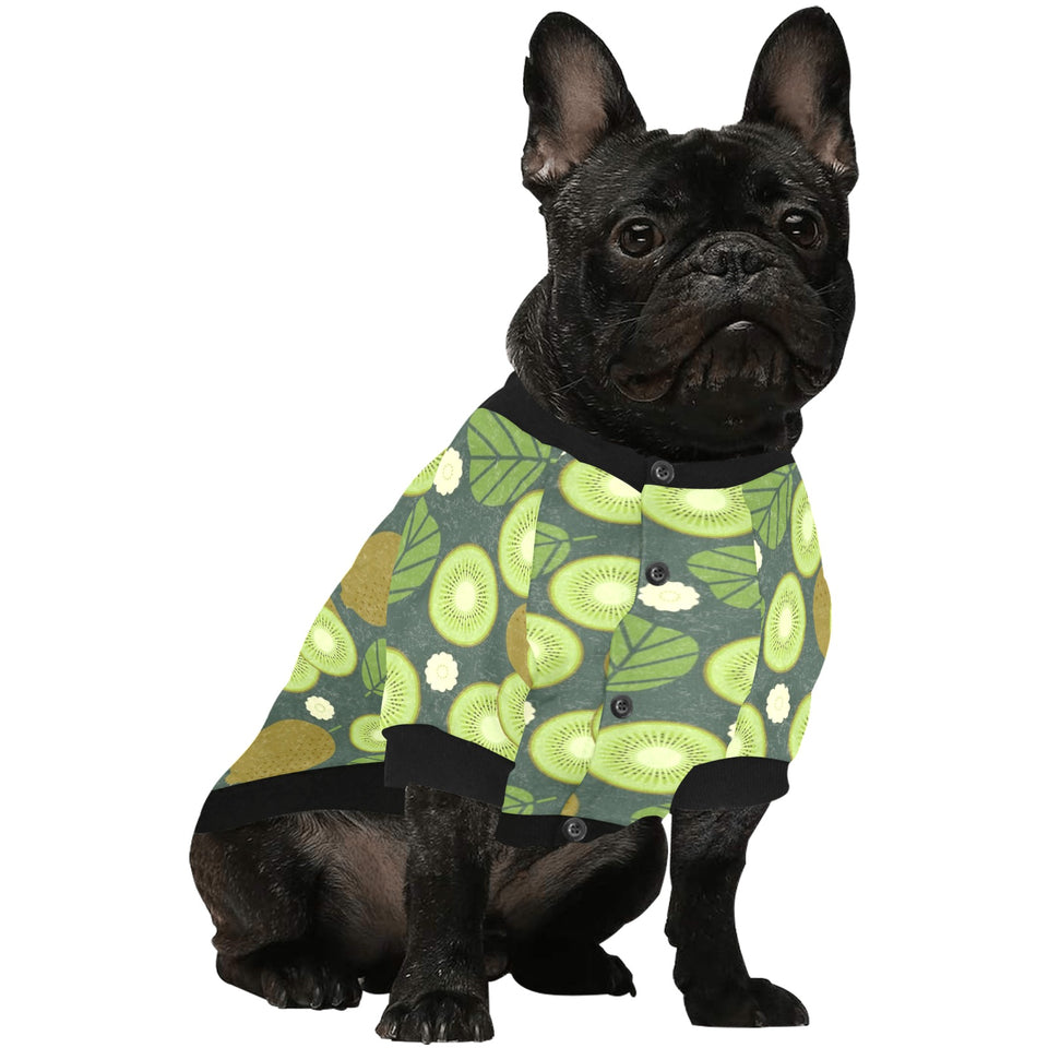 Whole sliced kiwi leave and flower All Over Print Pet Dog Round Neck Fuzzy Shirt
