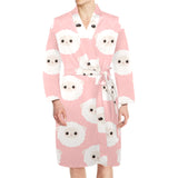 Cute sheep pattern Men's Long Sleeve Belted Night Robe