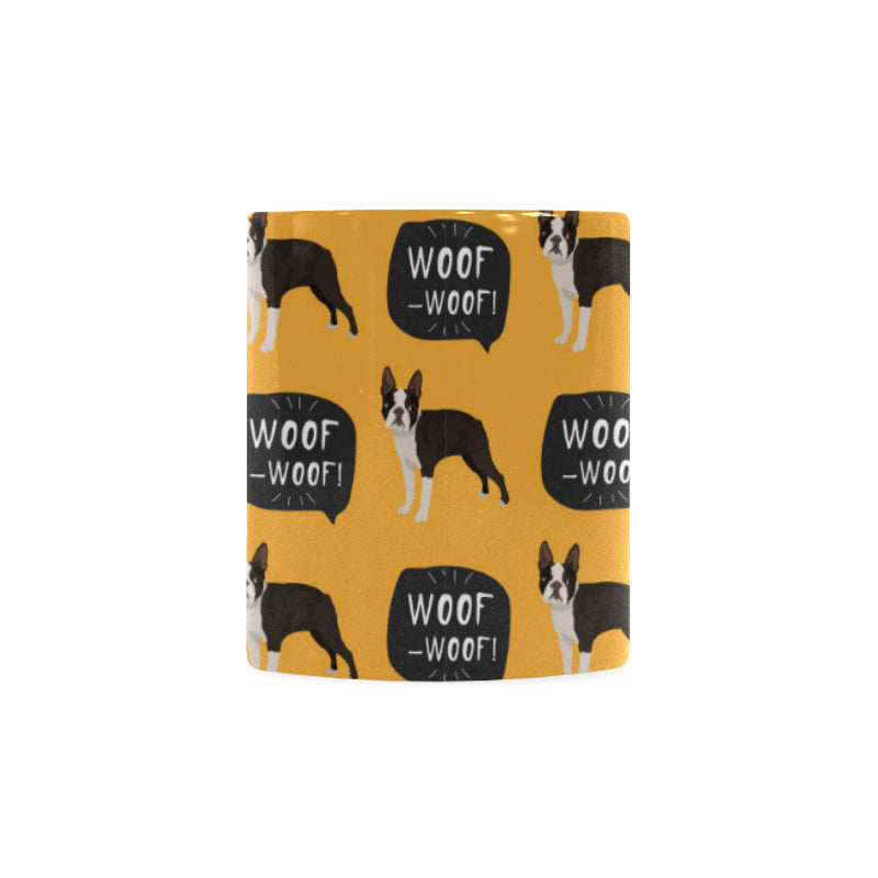 Boston terrier design pattern Classical White Mug (Fulfilled In US)