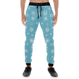 Snowflake pattern blue background Unisex Casual Sweatpants