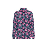 Hibiscus Pattern Print Design 05 Women's Long Sleeve Polo Shirt