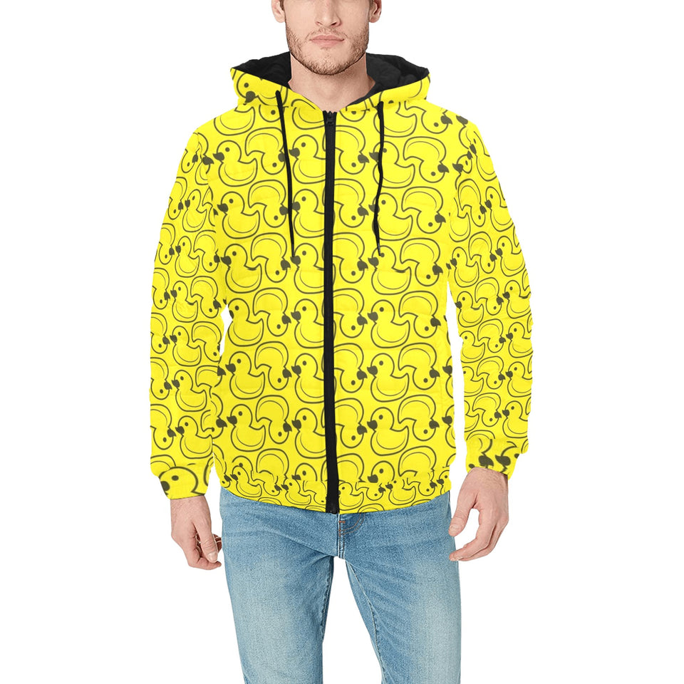 Duck Pattern Print Design 02 Men's Padded Hooded Jacket