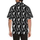 Saxophone music notes treble clef black white them Men's All Over Print Hawaiian Shirt