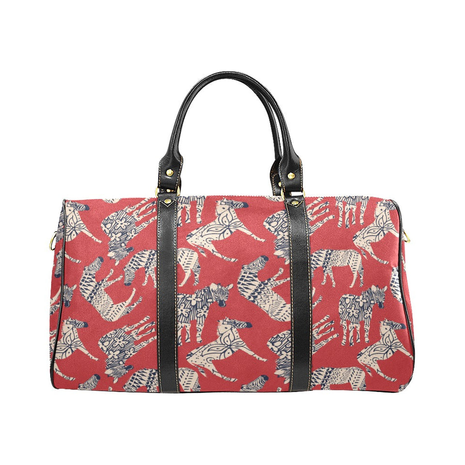 Zebra abstract red background Travel Bag
