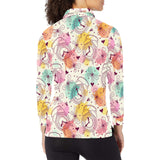 Clock butterfly pattern Women's Long Sleeve Polo Shirt