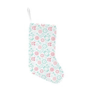 Clock time pattern blackground Christmas Stocking