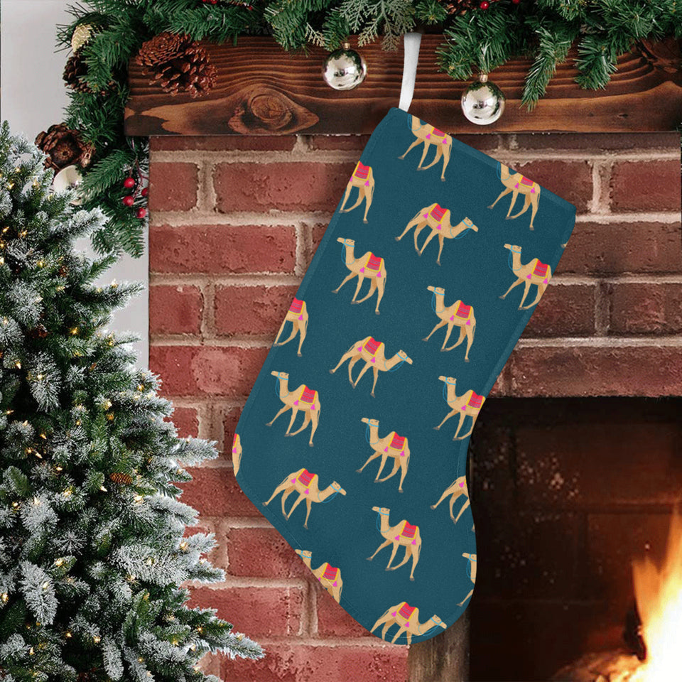 Camel pattern blue blackground Christmas Stocking
