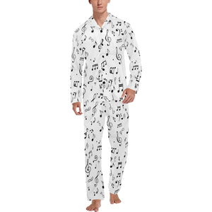 Music Notes Pattern Print Design 04 Men's Long Pajama Set