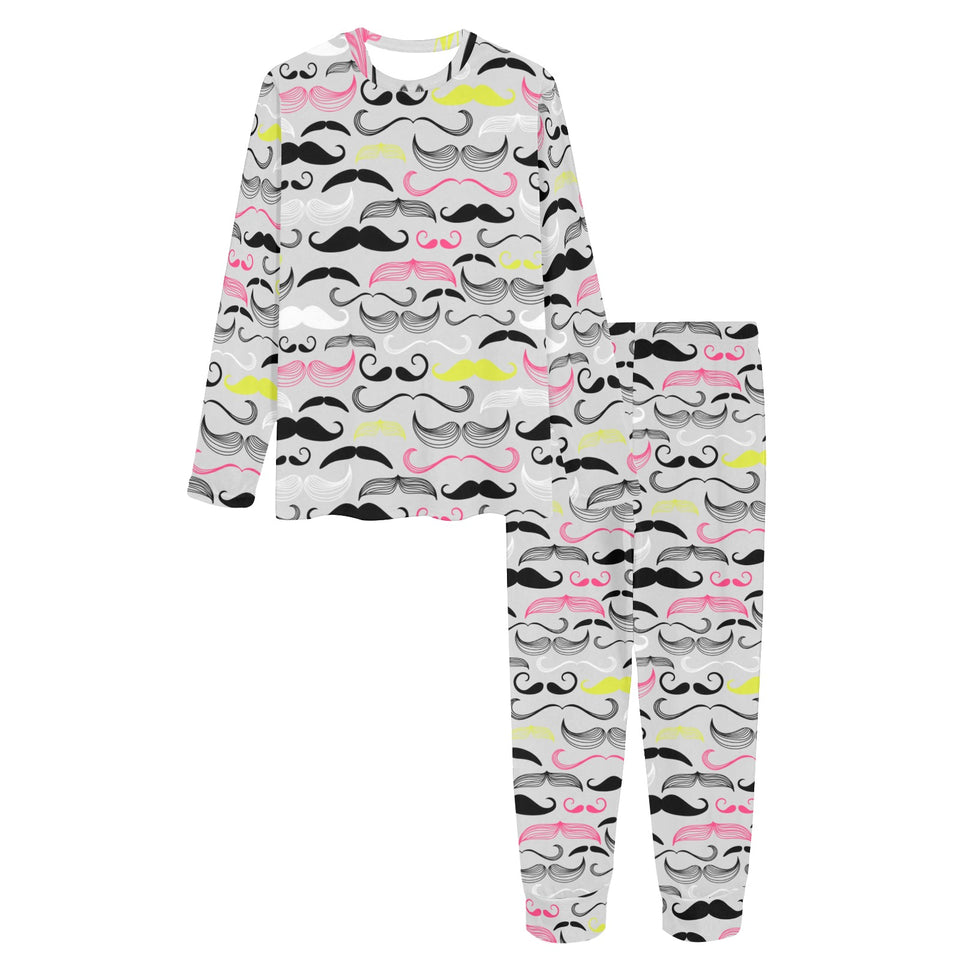 Mustache Beard Pattern Print Design 02 Women's All Over Print Pajama Set