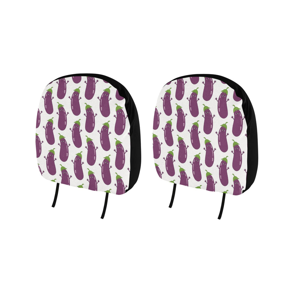 Eggplant Pattern Print Design 01 Car Headrest Cover