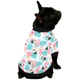 Toucan tropical flower leave pattern All Over Print Pet Dog Round Neck Fuzzy Shirt