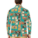 Camera Pattern Print Design 03 Men's Long Sleeve Polo Shirt