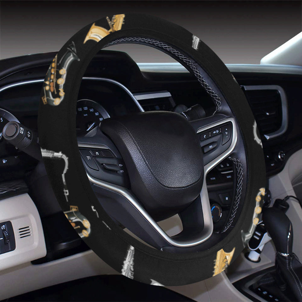 saxophone design pattern Car Steering Wheel Cover