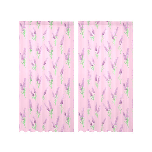 Lavender pattern pink background Gauze Curtain