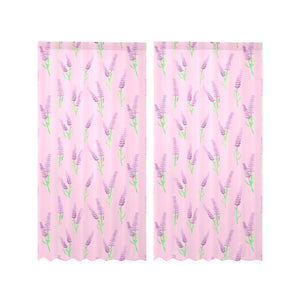 Lavender pattern pink background Gauze Curtain